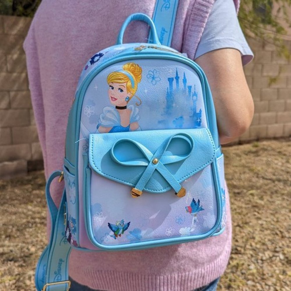 Disney Princess‎ Cinderella Mini Vegan Leather Backpack Blue 11" Bag - Picture 4 of 13
